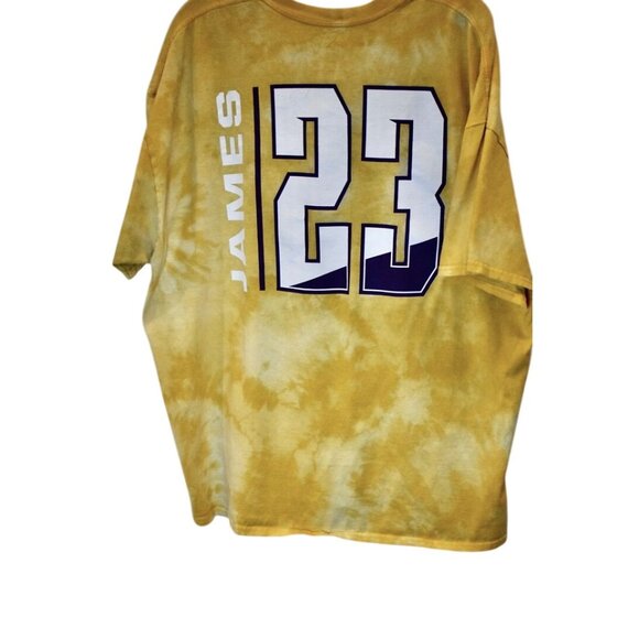 Men's NBA Los Angeles Lakers LeBron James Bleach Dye T-shirt Size XXL - Picture 2 of 5